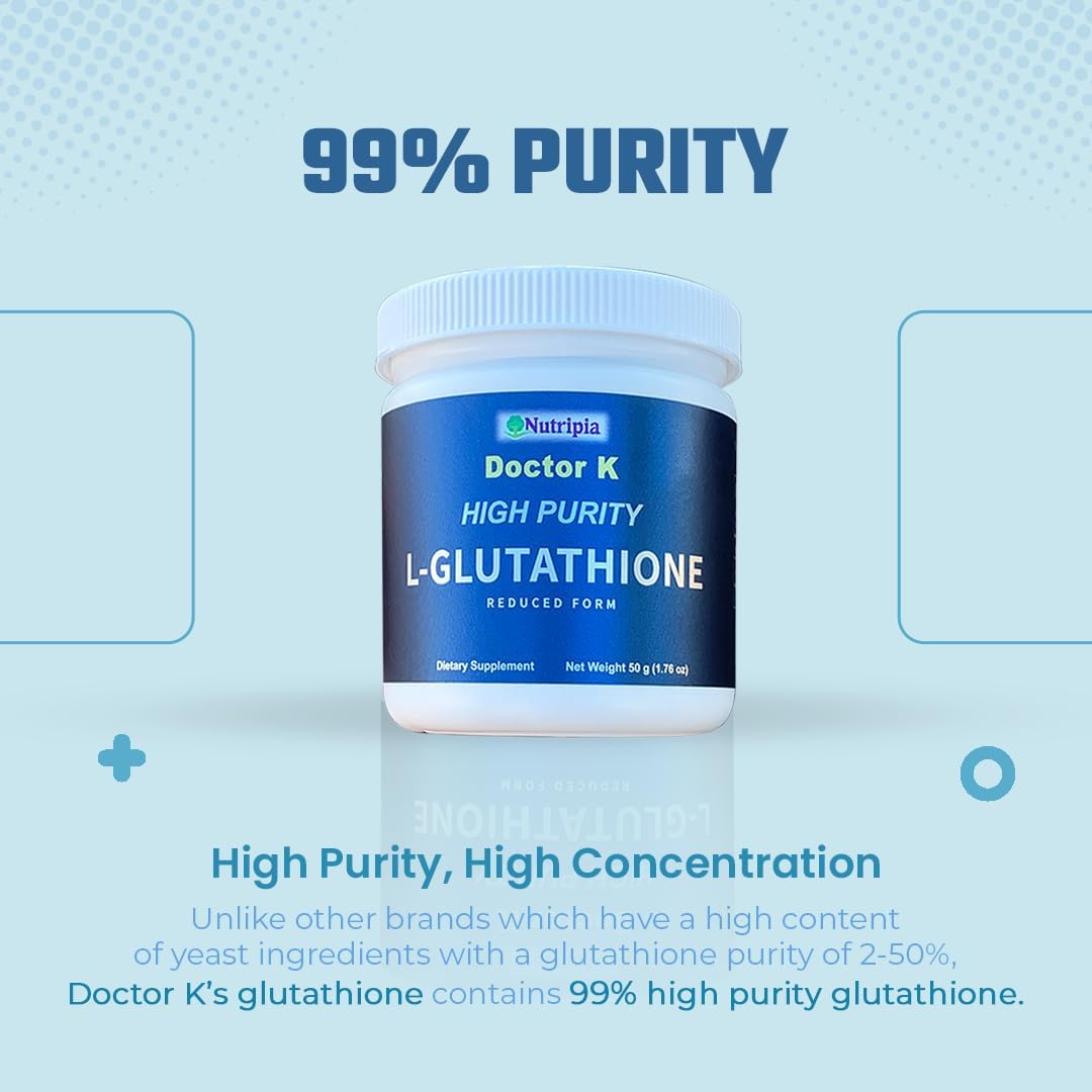 Dr. K High Purity L-Glutathione Powder - 3 Bottles, 150g, 98.8% Pure