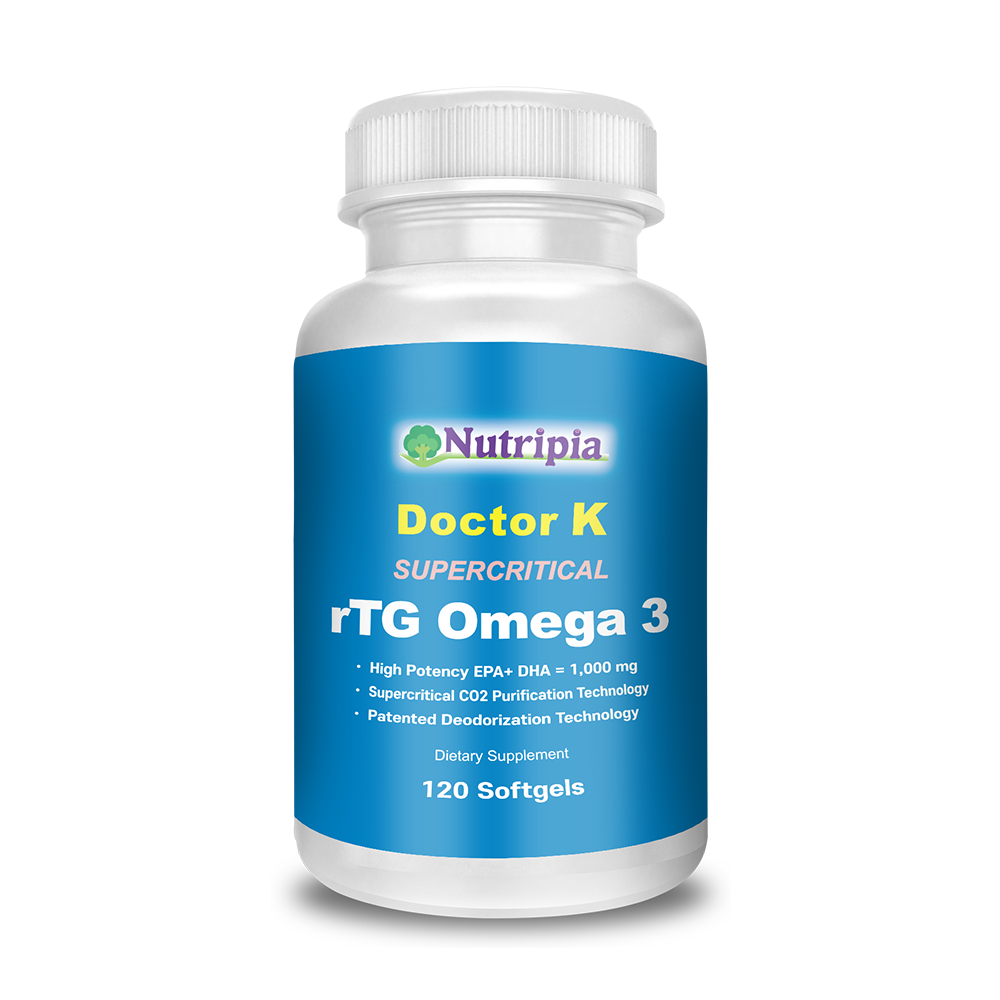 Dr. K rTG Omega 3 - Premium Omega-3 Fish Oil Supplement - 120 Softgels
