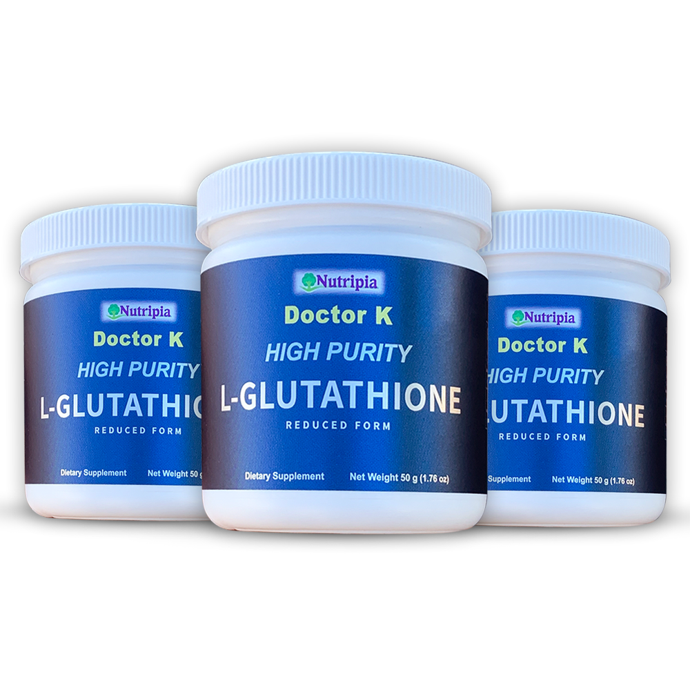 Dr. K High Purity L-Glutathione Powder - 3 Bottles, 150g, 98.8% Pure