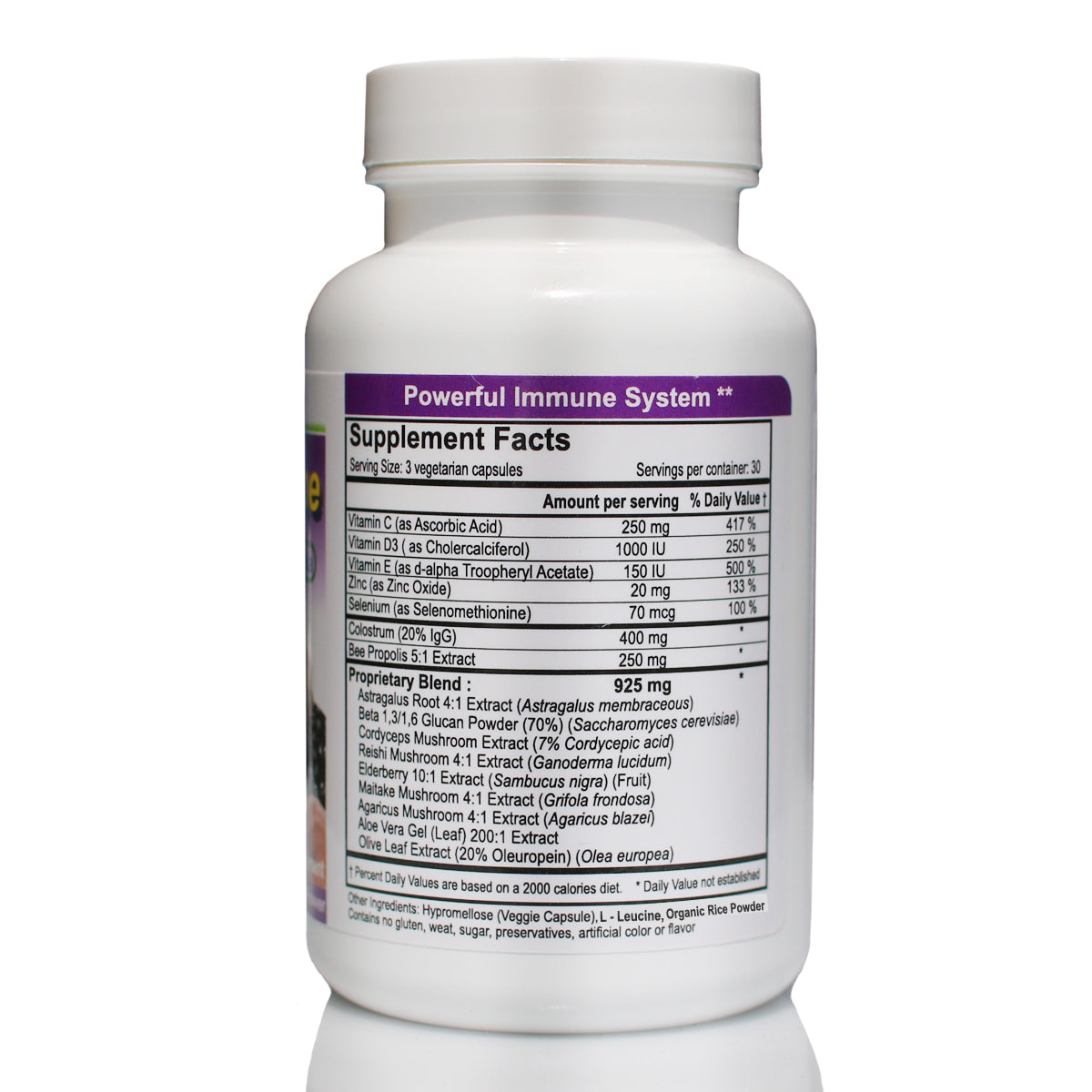 Powermuno Premium Immune Booster - 90 Vegi Caps with Elderberry, Propolis, Colostrum & Mushroom Extracts