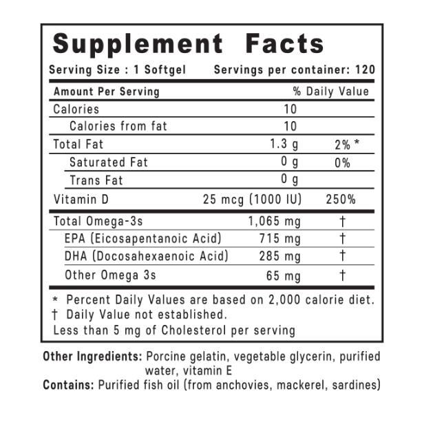 Dr. K rTG Omega 3 - Premium Omega-3 Fish Oil Supplement - 120 Softgels