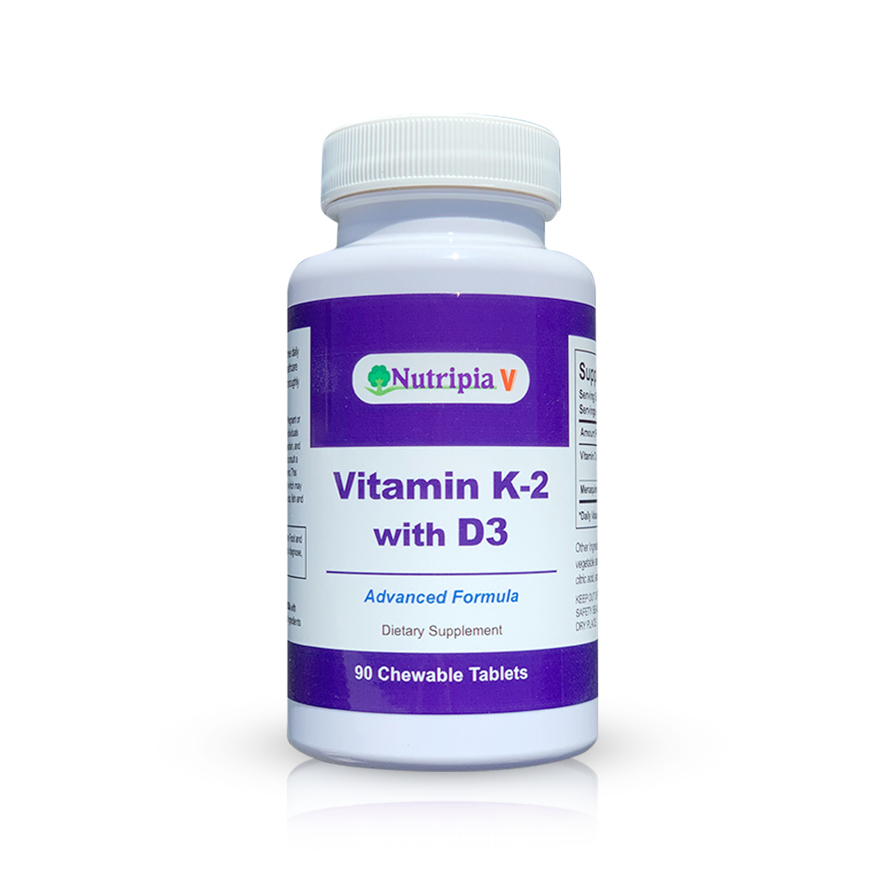 Nutripia V Vitamin K2 with D3 - Essential Bone and Heart Health Support - 90 Chewable Tablets