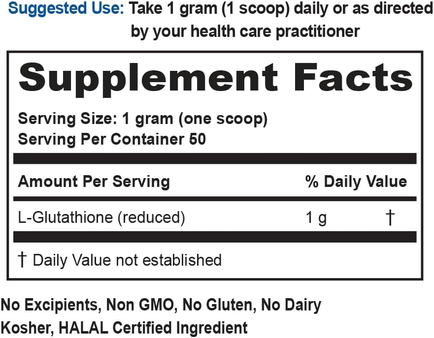 Dr. K High Purity L-Glutathione Powder - 50g, 98.8% Pure