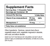Nutripia V Vitamin K2 with D3 - Essential Bone and Heart Health Support - 90 Chewable Tablets